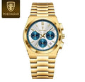 POEDAGAR 623 Cronógrafo Dorado - reloj hombre acero inoxidable
