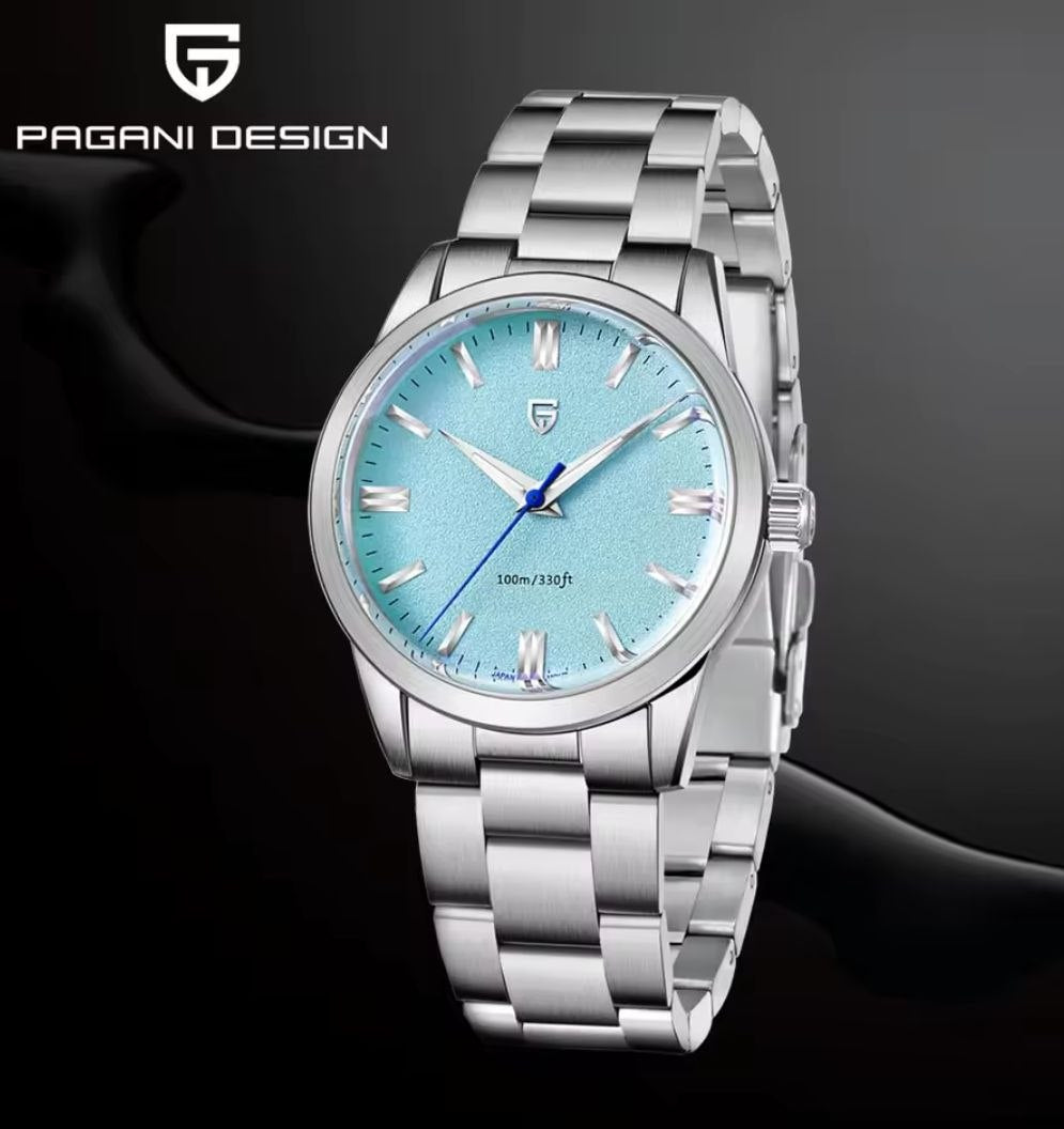 Pagani Design – Esfera Azul Turquesa Texturizada Brazalete Acero