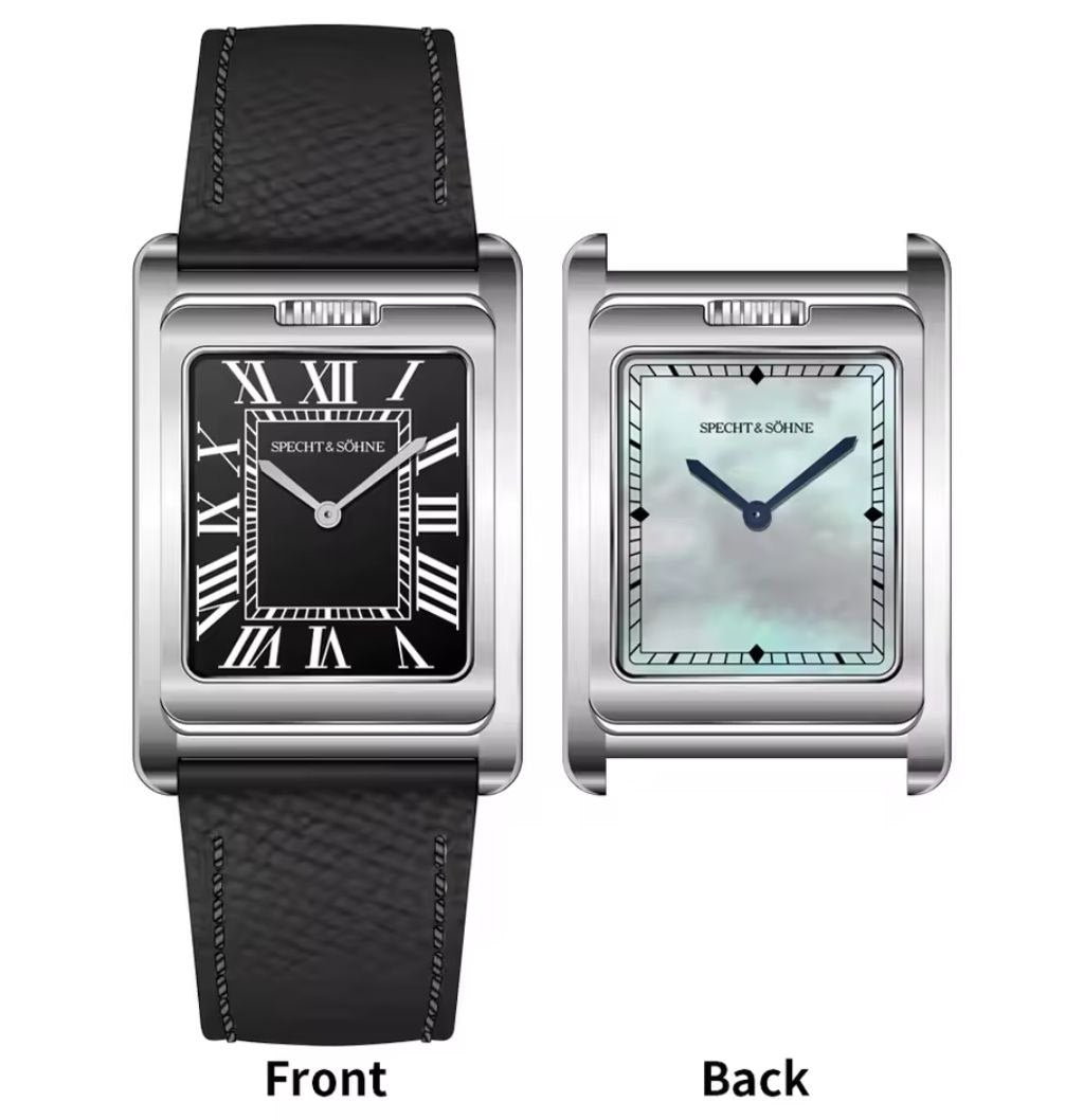 Specht & Söhne SP-Tank 1 – Reloj Rectangular Reversible Nácar