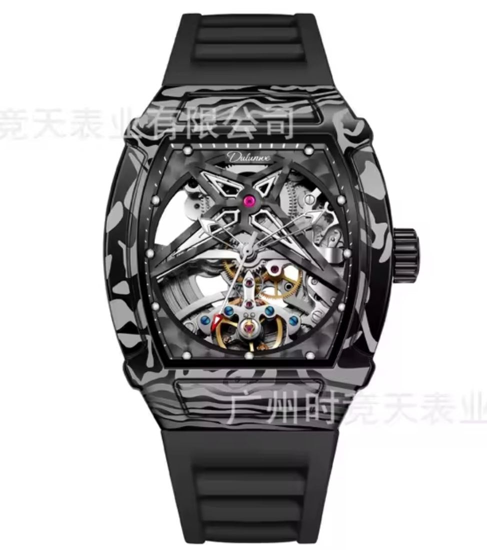Deluxe 6039N1 – Automático Esqueleto Tourbillon Caja Camuflaje Negro